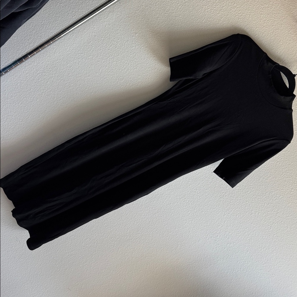 Marine Layer Lexi Rib Mock Neck Midi Dress Black size medium - Picture 2 of 5
